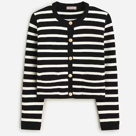 J. Crew Sweaters - J. Crew Black and White Striped Cardigan